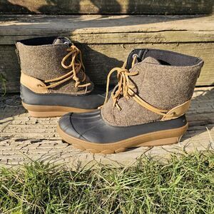 SPERRY Women's Top Sider Saltwater Wedge Tide Wool Duck Shoes Boots Sz 8